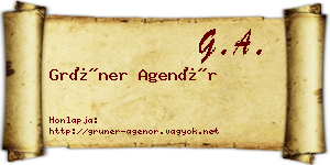 Grüner Agenór névjegykártya